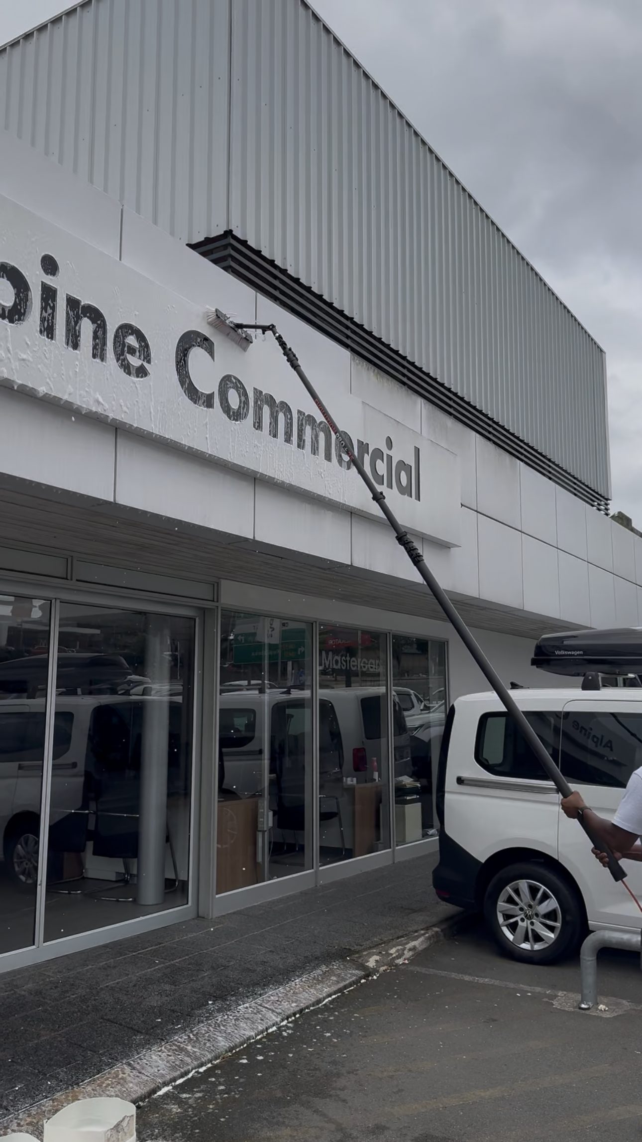 Signage and cladding washed at the same time as the glass.
